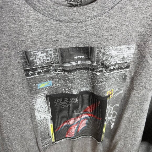 Reebok Men's Logo Graphic T-Shirt Gray Size L - Picture 2 of 7